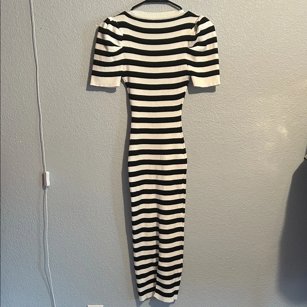 Striped Black and White Knit Dress - Picture 6 of 7